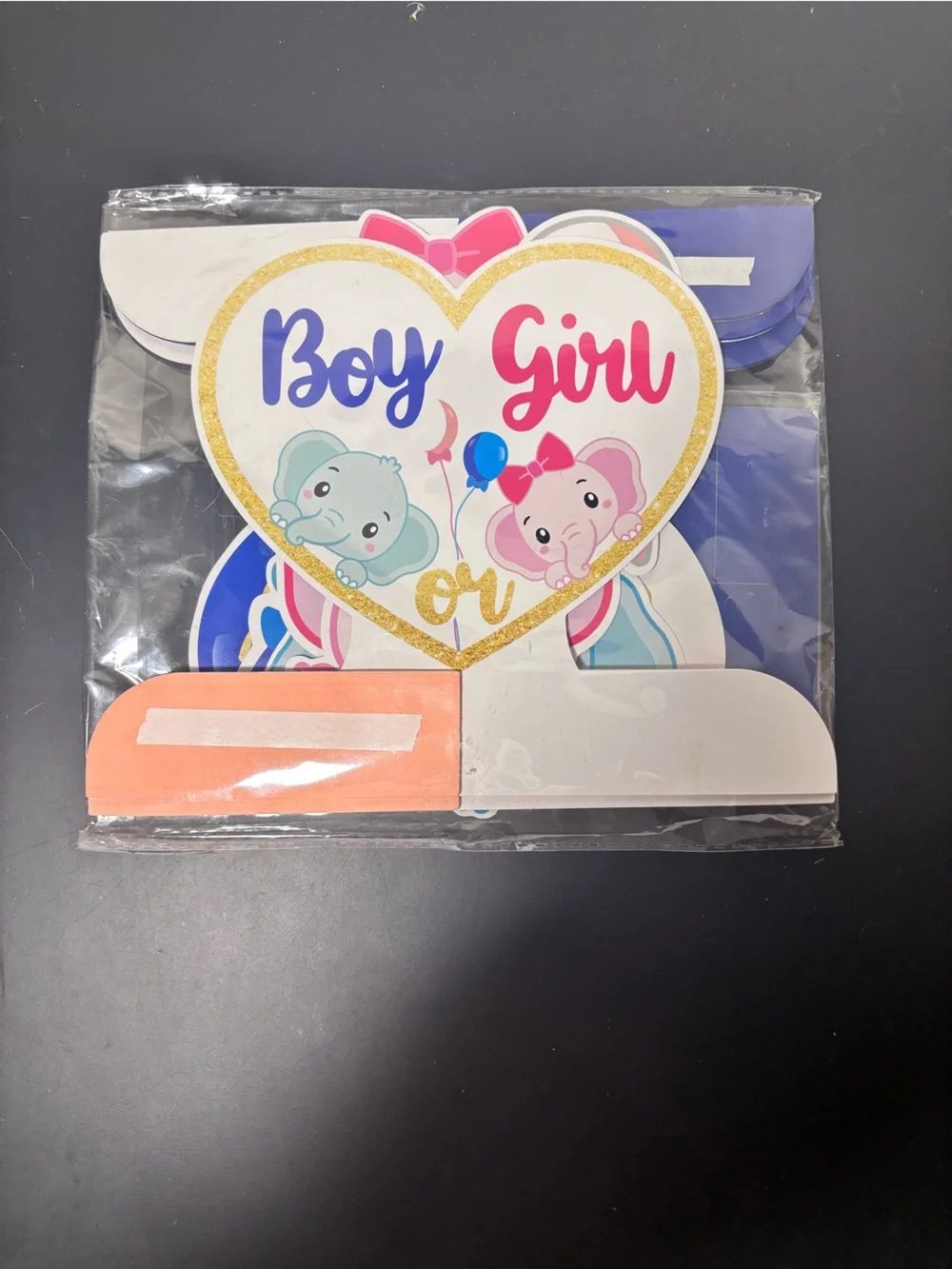 SHEIN Boy Girl Heart Elephant Banner - Pink, Blue, Gold